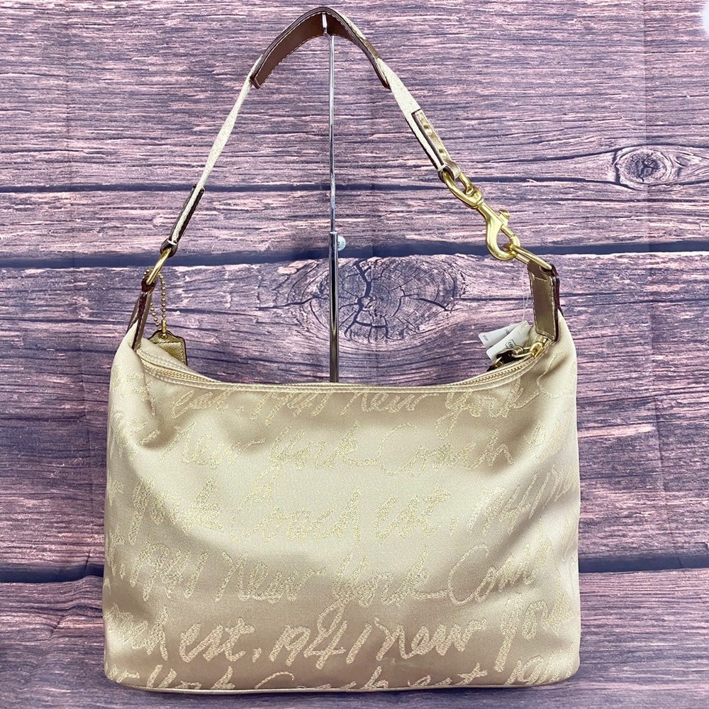 Coach Gold Poppy Script Shoulder Bag Hobo F17472 - Picture 4 of 7